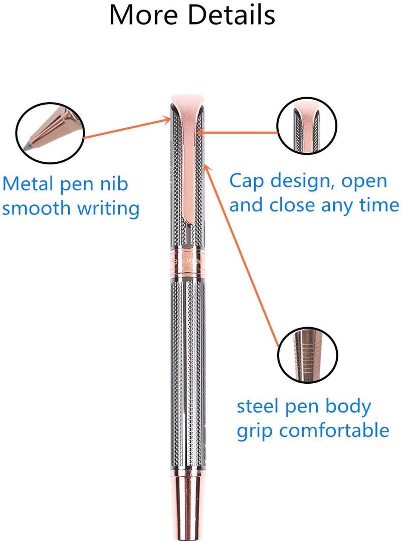 Penneed Rollerball Pen Gift Set for Men Women Executive Home Office Use, with Gift box Refillable 0.7mm Black Ink G5(Dark Gray) - Image 1